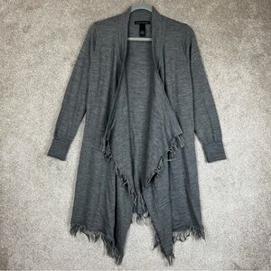 Elena Solano Cardigan Womens Large Gray Wool Blend Long Sleeve Fringe- 2704*